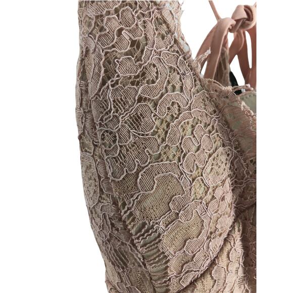 Trixxi Tan Lace Sleeveless V-Neck Mini Dress Women's Size Small - Picture 2 of 8